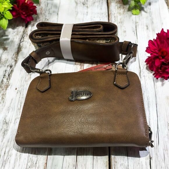 Justin Western Cactus Concho Turquoise Cream Lace Wallet Clutch Crossbody Bag - Picture 4 of 7